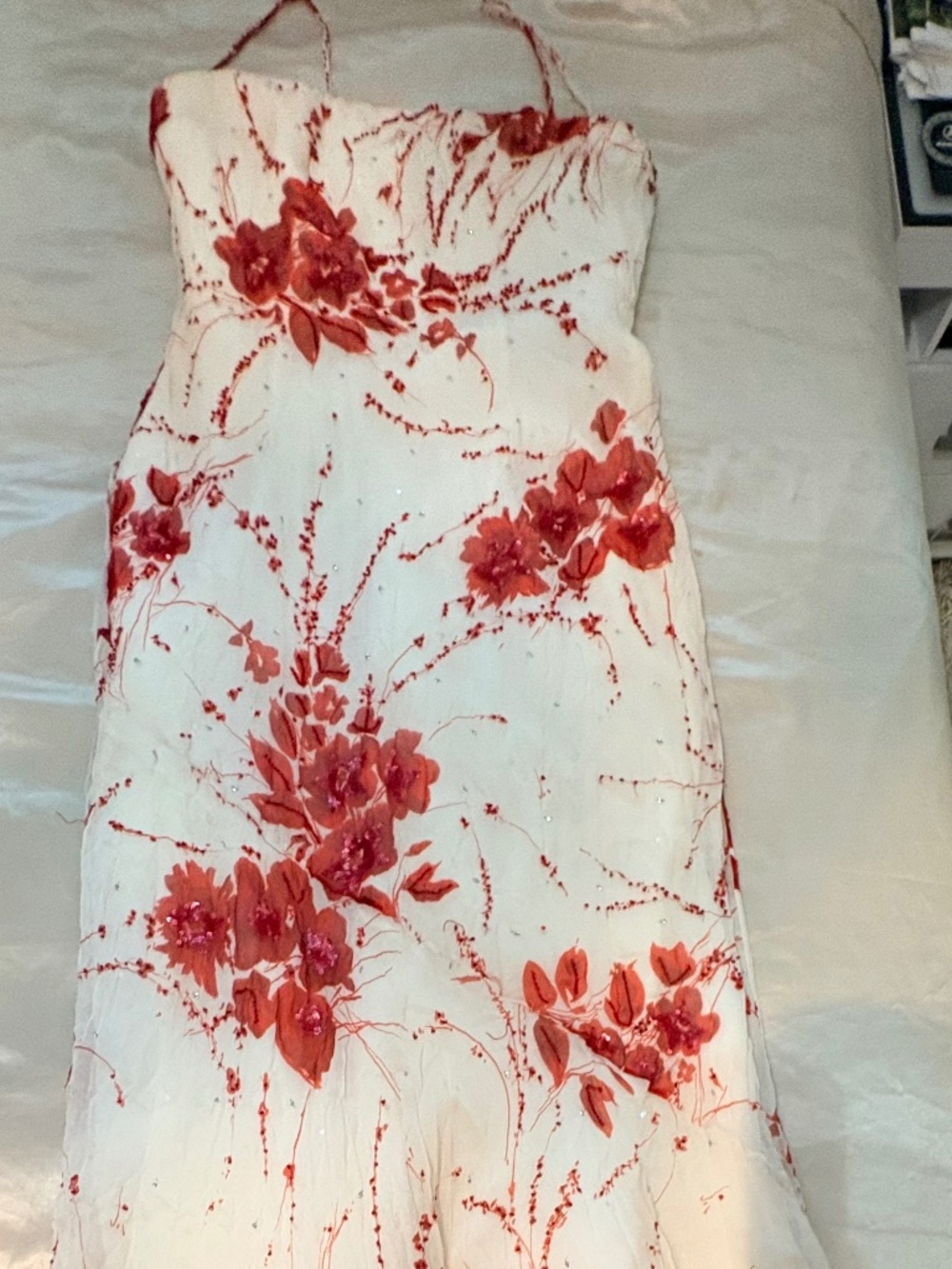 NWT Rickie Freeman for Teri Jon white red floral flowers gown 6